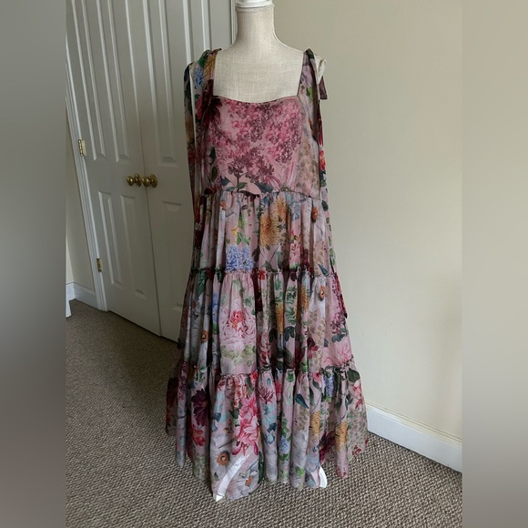 Anthropologie Geisha Designs Isabella Floral Midi Puffy Dress size XXL - Picture 2 of 11